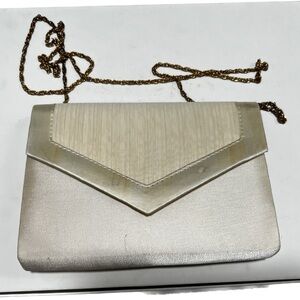 Carla Marchi cereal satin clutch with long gold chain (PB1)